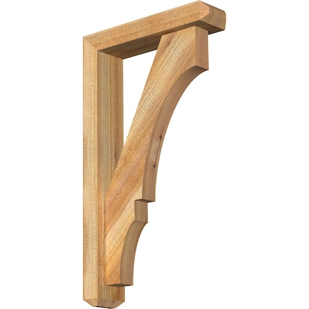 Ekena Millwork Balboa Craftsman Rough Sawn Bracket w/ Offset Brace, Western Red Cedar, 4"W x 16"D x 28"H BKT0402X16X28BOA04RWR